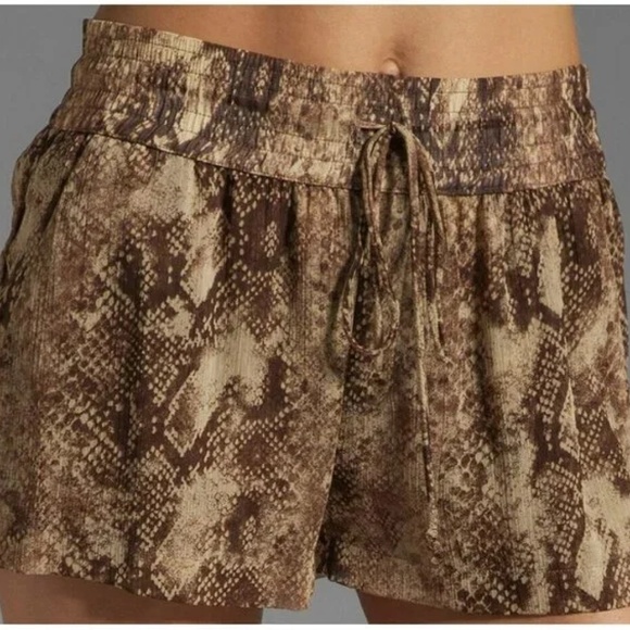 Enza Costa Pants - Enza Costa Yoryu Chiffon Drawcord Short Snakeskin Print